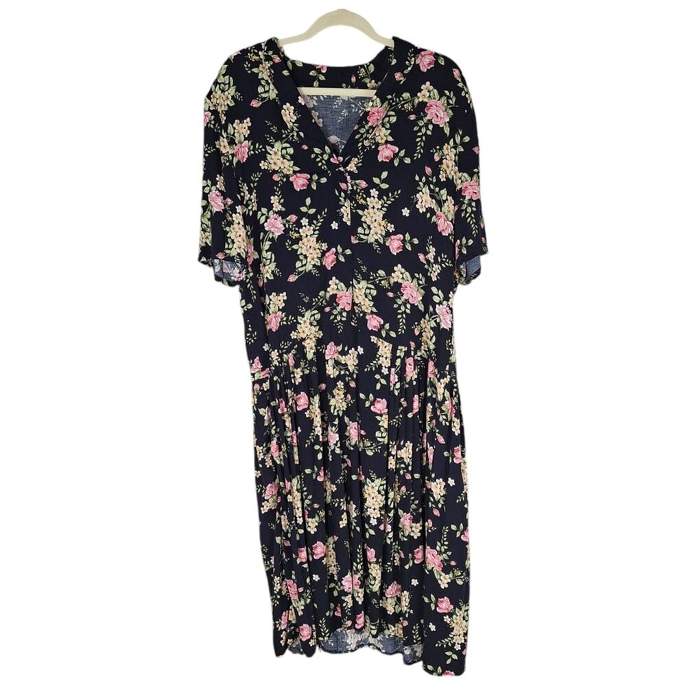 Vintage Heirloom Handmade Unfinished Floral Print 100% Cotton Project Dress XL